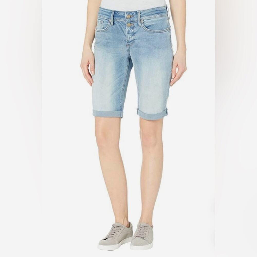 Nwt NYDJ Briella Denim Bermuda Shorts Mock Fly and Roll Cuff in Biscayne Size 0